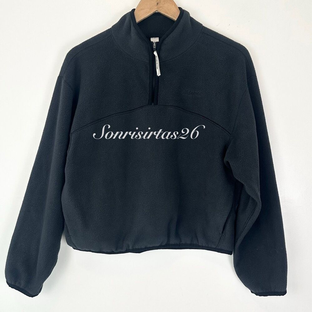 Lululemon Tumbled Fleece Half-Zip Jacket Black Light Ivory Size XS Cozy Plush
